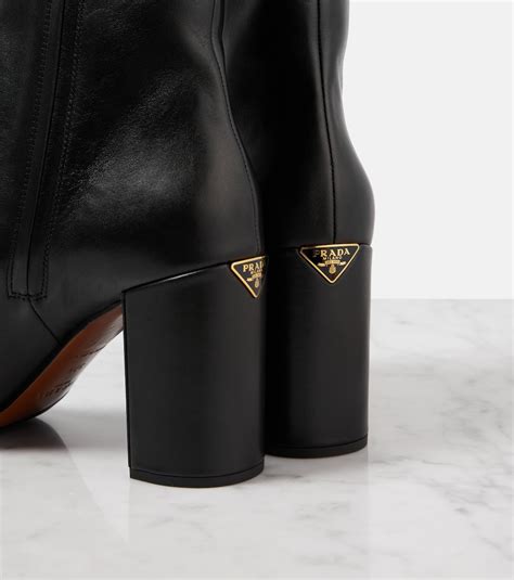 prada logo leather ankle boots